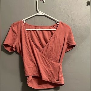 Pink Hollister low v-neck baby tee- Must have collection